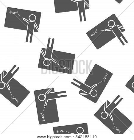 Vector Icon Man Near The Blackboard. Teacher Seamless Pattern On A White Background.