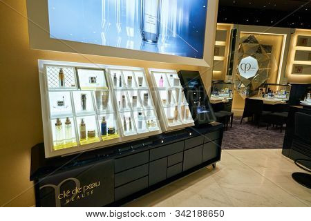 HONG KONG, CHINA - CIRCA JANUARY, 2019: personal care products on display at Cle de Peau store in New Town Plaza shopping mall