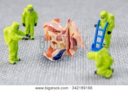 Closeup Of Miniature Figurines Dressed Like Members Of Firemen Special Team Interfering During Gas A