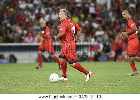 Rio, Brazil - December 28, 2019: Zico Player During A Soccer Game Of The All-stars Game In The Marac