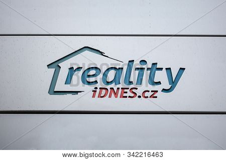 Prague, Czechia - November 2, 2019: Reality Idnes Logo In Front Of Their Main Office In Prague. Part