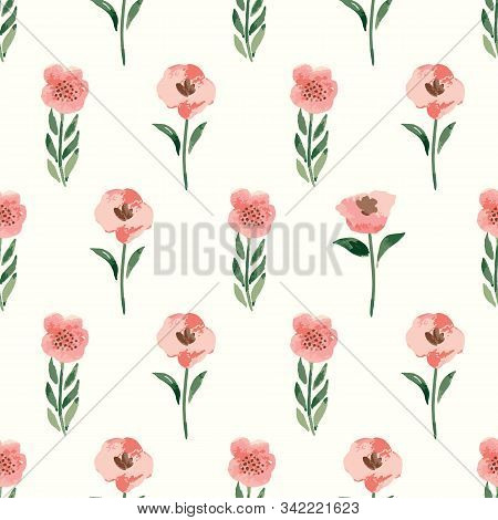 Vector Watercolor Spring Flower Branches Seamless Background Pattern
