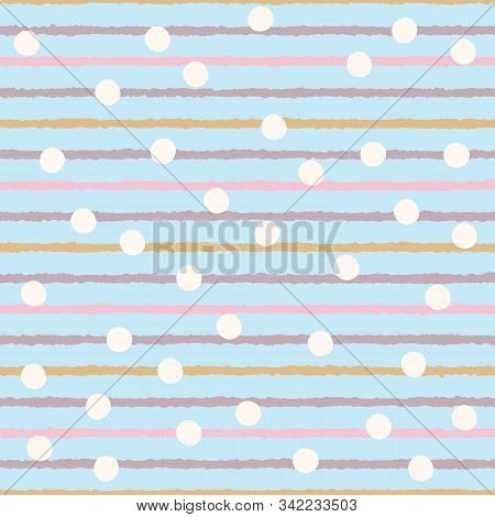 Grunge Stripes Blue, Pink, Purple With White Dots