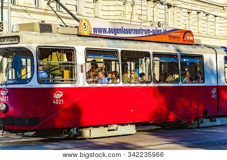 Vienna, Austria - November 21, 2009:  Old Street Car In Vienna Drives In Direction Grinzing.