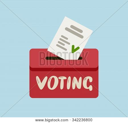 Voting Ballot In Ballot Box. Elections, Vote Vector Illustration