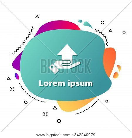 White Money On Hand Icon Isolated On White Background. Palm Holds Cash With Arrow Up. Cash Salary In