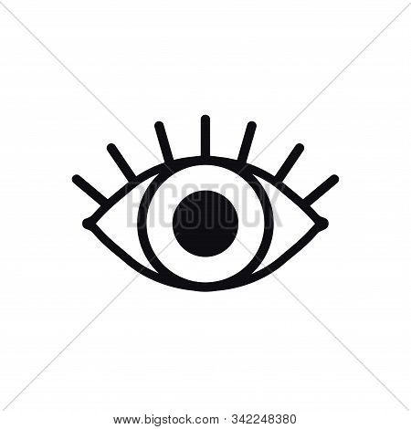 Open Eye Line Icon On White Background. Look, See, Sight, View Sign And Symbol. Vector Linear Graphi
