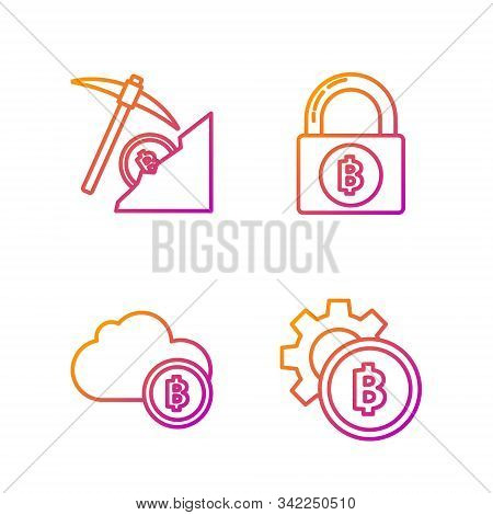 Set Line Cryptocurrency Coin Bitcoin, Cryptocurrency Cloud Mining, Cryptocurrency Cloud Mining And L