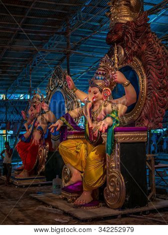 Statue Of Lord Ganesha Getting Ready For Ganesh Festival