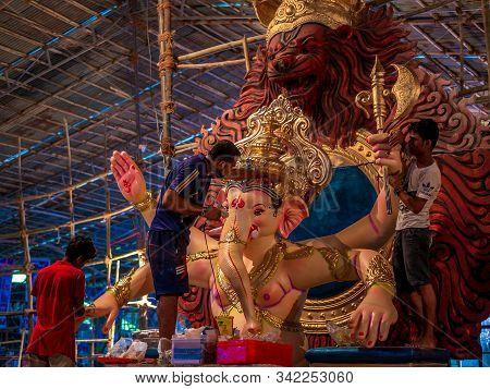 Statue Of Lord Ganesha Getting Ready For Ganesh Festival