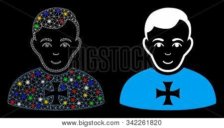 Glossy Mesh Order Chevalier Icon With Glow Effect. Abstract Illuminated Model Of Order Chevalier. Sh