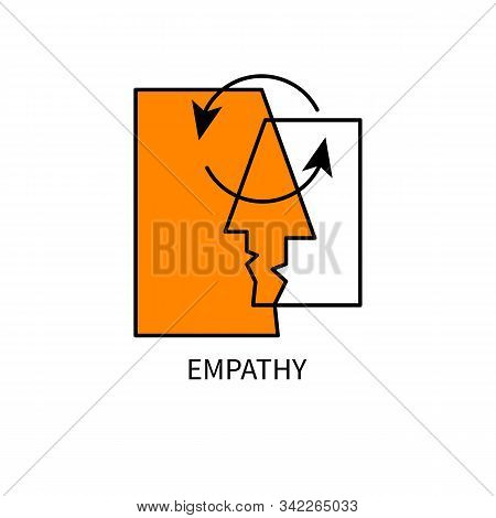 Empathy Logo, Coach Icon, Two Faces And Arrows, Psychologist Sign, Empathy Idea, Psychology Concept,