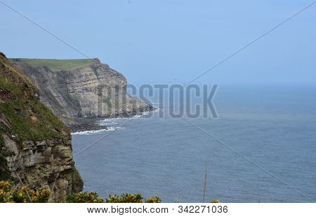 Haze Over The Ocean In North Yorkshire England.