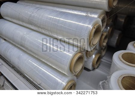 Rolled Stretch Palletizer Tape At Warehouse Counter