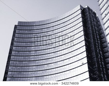 Milan, Italy - 12/22/2019: An Amazing Caption To The City Of Milan In Winter Days . Large Panoramic 