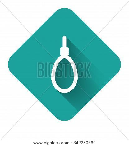 White Line Gallows Rope Loop Hanging Icon Isolated With Long Shadow. Rope Tied Into Noose. Suicide, 