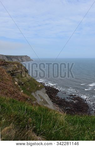 Beautiful View Of The Shore And Sea Cliffs In North Yorkshire.