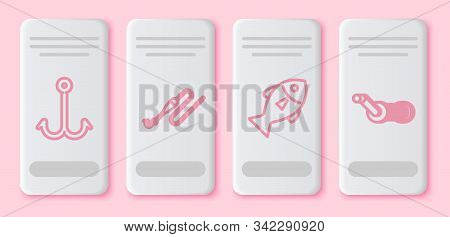 Set Line Fishing Hook, Fishing Line With Hook And Float, Fish And Spinning Reel For Fishing. White R