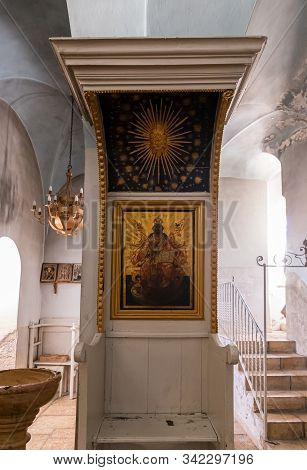 Jerusalem, Israel, December 28, 2018 : The Interior Of The St. Nicholas Church Dungeon In Bayt Jala 