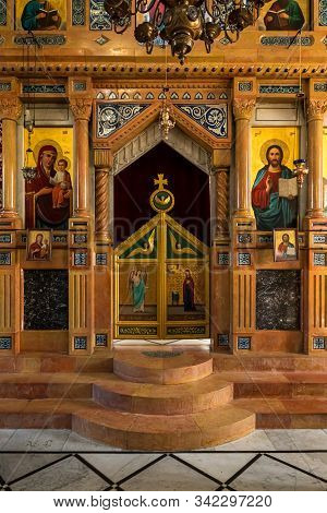 Jerusalem, Israel, December 28, 2018 : The Interior Of The St. Nicholas Church Dungeon In Bayt Jala 