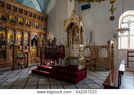 Jerusalem, Israel, December 28, 2018 : The Interior Of The St. Nicholas Church Dungeon In Bayt Jala 