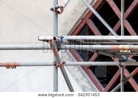 Construction Scaffolding As Temporary Structure For Support Safety In Construction Site For New Buil