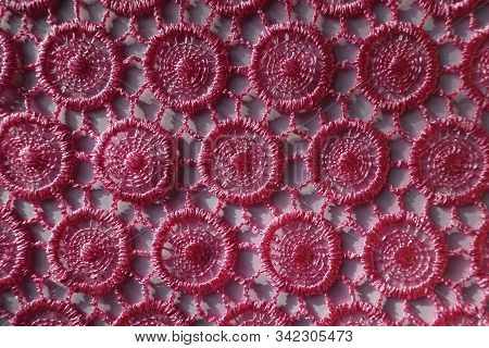 Pink Lacy Fabric With Circular Pattern From Above