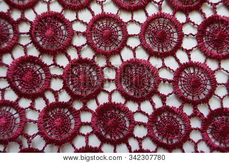 Red Lace With Circular Pattern From Above