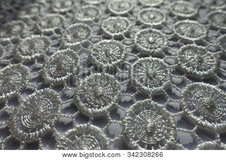 Close Up Of Ivory White Lacy Fabric