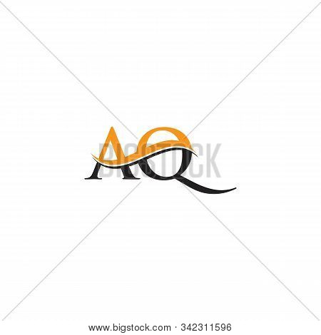 Aq Letter Logo Design Vector With Blue And Grey Colors. Aq Logo Design.