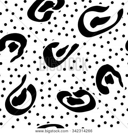 Dark Imitation Panther Hair Vector Seamless Pattern. White Fur Savannah Leo Texture. Watercolour Cre