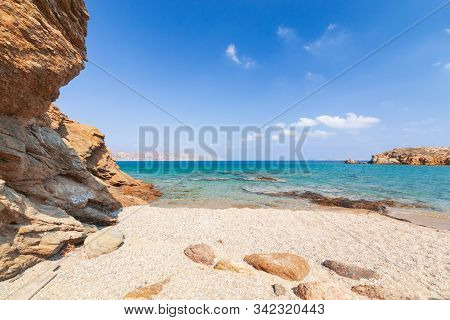 View On Beautiful Vai Palm Beach At Eastern Part Of Crete Island. Greece Europe.