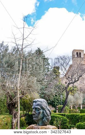 Valldemossa, Mallorca, Spain - Jan 19, 2019: Bust Of Famous Polish Composer Frederic Chopin In The C