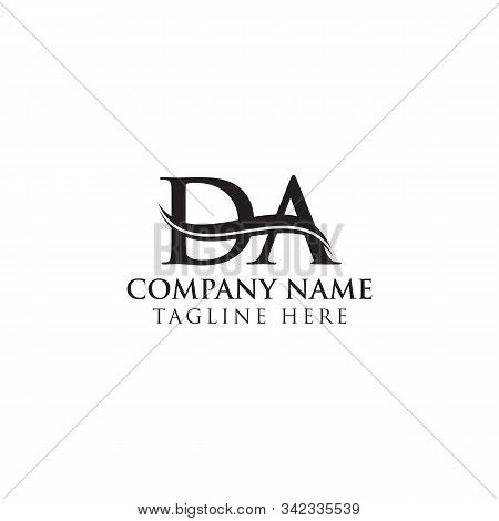 Initial Da Letter Logo Design Vector With Blue And Grey Colors. Da Logo Design