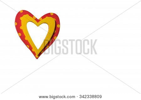 Heart Frame In Yellow Polka Dot With Red Border Isolate On White Background