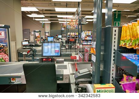 BERLIN, GERMANY - CIRCA SEPTEMBER, 2019: interior shot of Kaufland in Berlin. Kaufland is a German hypermarket chain, part of the Schwarz Gruppe which also owns Lidl and Handelshof.
