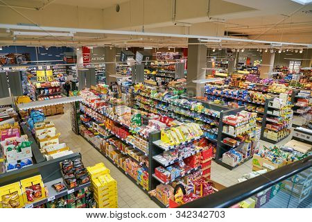 BERLIN, GERMANY - CIRCA SEPTEMBER, 2019: interior shot of Kaufland in Berlin. Kaufland is a German hypermarket chain, part of the Schwarz Gruppe which also owns Lidl and Handelshof.