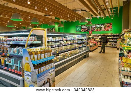 BERLIN, GERMANY - CIRCA SEPTEMBER, 2019: interior shot of Kaufland in Berlin. Kaufland is a German hypermarket chain, part of the Schwarz Gruppe which also owns Lidl and Handelshof.
