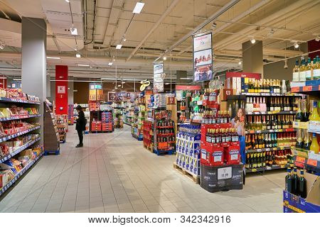 BERLIN, GERMANY - CIRCA SEPTEMBER, 2019: interior shot of Kaufland in Berlin. Kaufland is a German hypermarket chain, part of the Schwarz Gruppe which also owns Lidl and Handelshof.