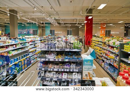 BERLIN, GERMANY - CIRCA SEPTEMBER, 2019: interior shot of Kaufland in Berlin. Kaufland is a German hypermarket chain, part of the Schwarz Gruppe which also owns Lidl and Handelshof.