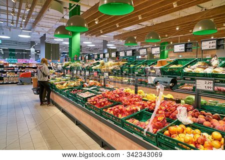 BERLIN, GERMANY - CIRCA SEPTEMBER, 2019: interior shot of Kaufland in Berlin. Kaufland is a German hypermarket chain, part of the Schwarz Gruppe which also owns Lidl and Handelshof.