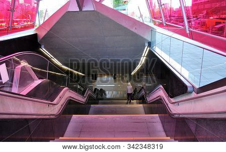 Warsaw,poland. 16 January 2018.second Line Of Warsaw Subway System. Warsaw Metro Station Interior.