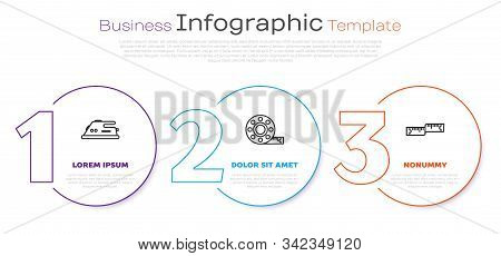 Set Line Electric Iron, Tape Measure And Tape Measure. Business Infographic Template. Vector