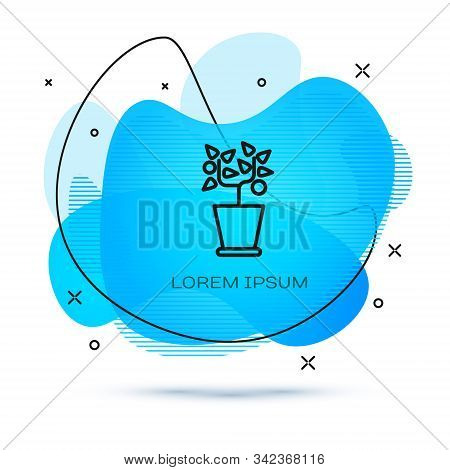 Line Plant In Pot Icon Isolated On White Background. Plant Growing In A Pot. Potted Plant Sign. Abst