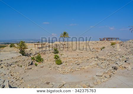 Archaeological Remains In Tel Megiddo National Park, World Heritage Site. At Jezebel Valley, Norther