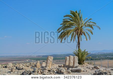 Archaeological Remains In Tel Megiddo National Park, World Heritage Site. At Jezebel Valley, Norther