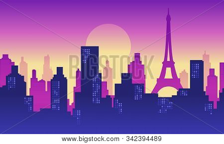 Background Paris City Building With Beautiful Sky
