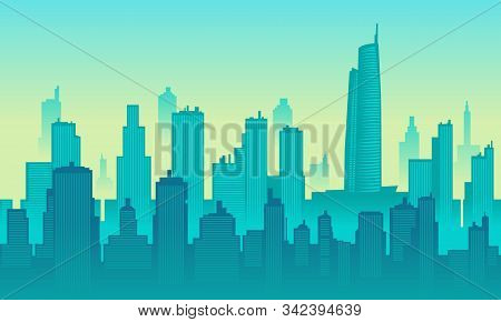 Vector Background Of The City Of Almas Tower In The Morning