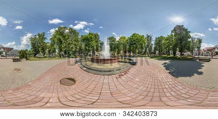 Schuchin, Belarus -  August 2019: Full Seamless Spherical Hdri Panorama 360 Degrees Angle View In Pa
