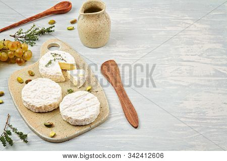 French Cheese Plate For Buffet Party. Traditional French Or Italian Entires